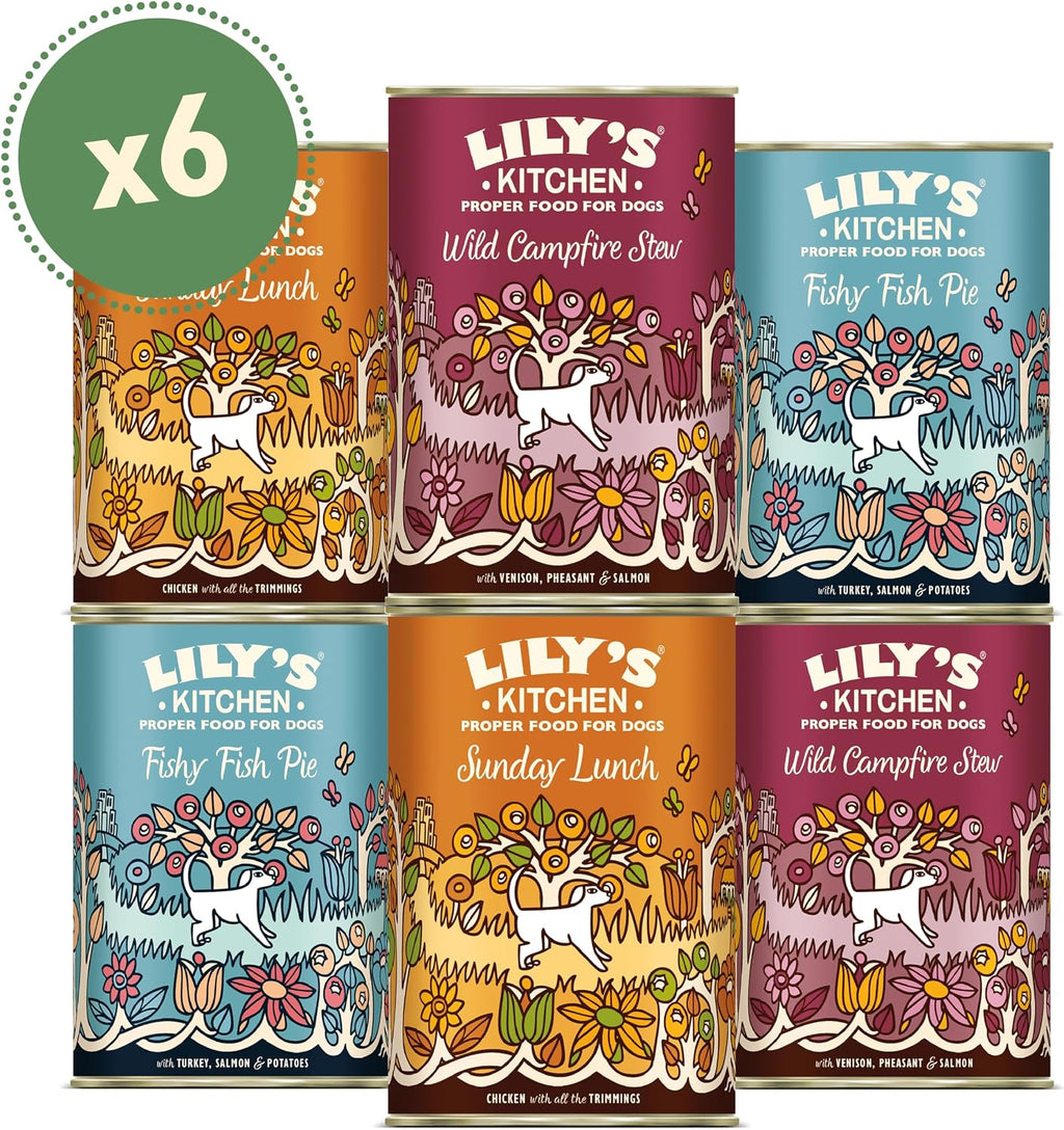 Lily's Kitchen Natural Adult Dog Food Wet Trays - Classic Dinners Multipack - Chicken, Lamb & Beef - Complete Meal Recipes (6 Trays x 150g)