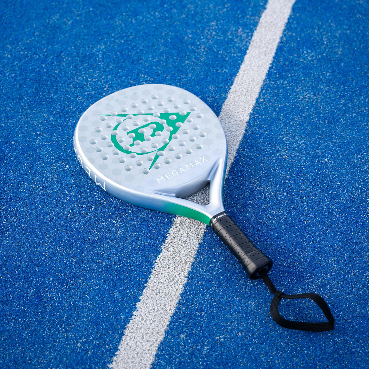 DUNLOP Padel Bat Megamax Silver/Black/Green – Round Shape Graphite Frame – Medium Balance Pro EVA Core – For Beginners