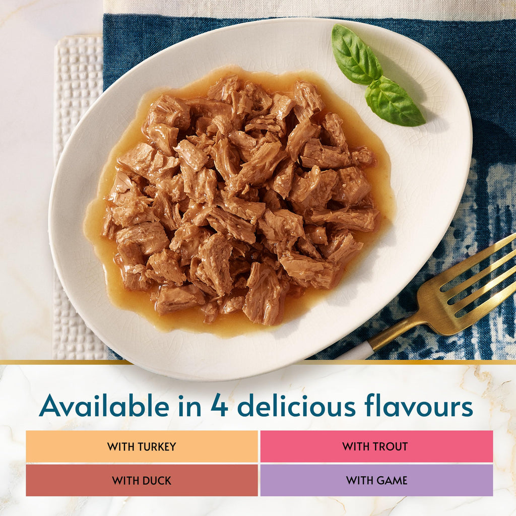 GOURMET Perle Ocean Collection Adult Wet Cat Food Mini Fillets in Gravy Tuna, Shrimp, Plaice, Salmon, White fish, Ocean Fish 40 x 85g Pouches