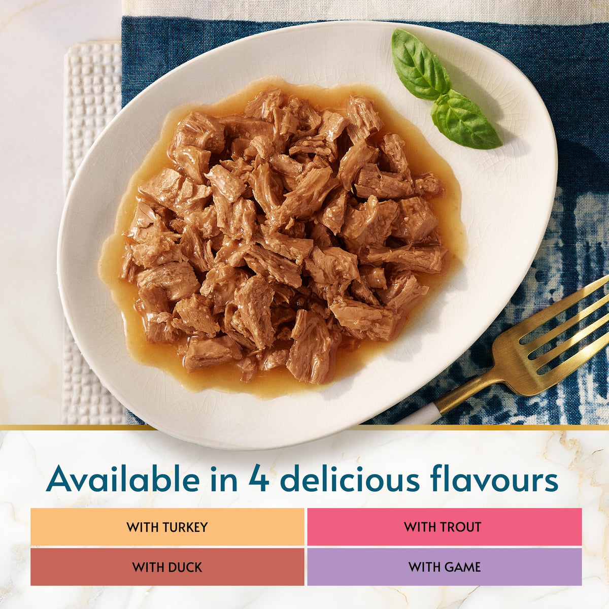 GOURMET Perle Ocean Collection Adult Wet Cat Food Mini Fillets in Gravy Tuna, Shrimp, Plaice, Salmon, White fish, Ocean Fish 40 x 85g Pouches
