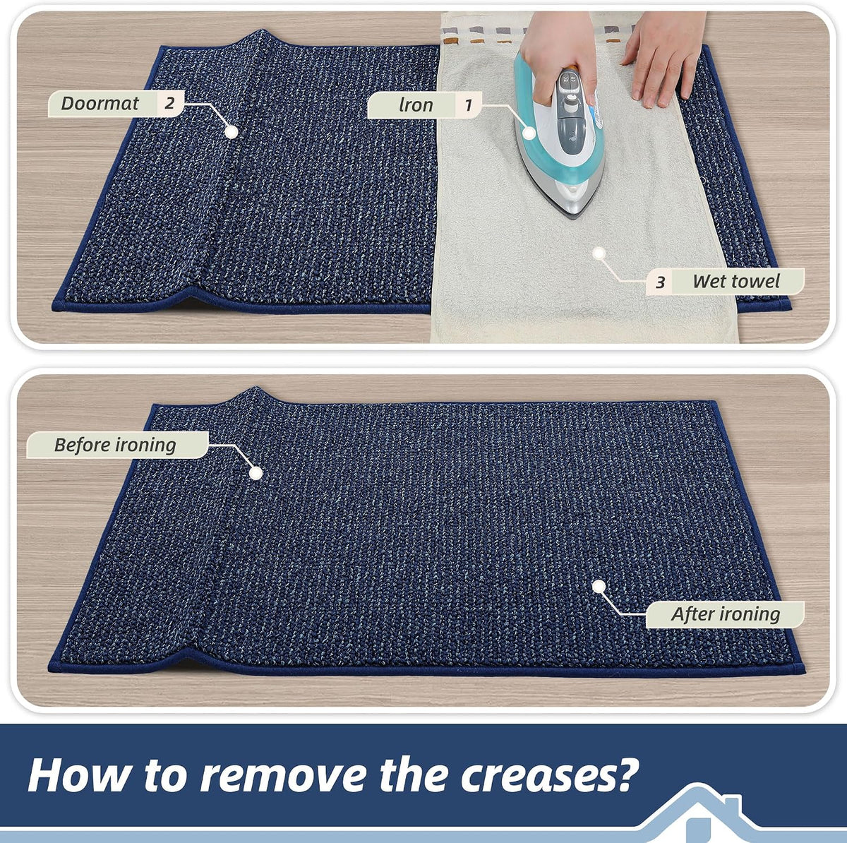 Indoor Doormat 90x150cm Dirt Trapper Non Slip Large Blue Door Mat BEQHAUSE Carpet