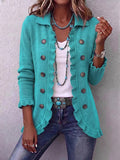 Women's Ruffle Knit Cardigan - Button-Front Long-Sleeve Sweater Jacket for Spring and Autumn