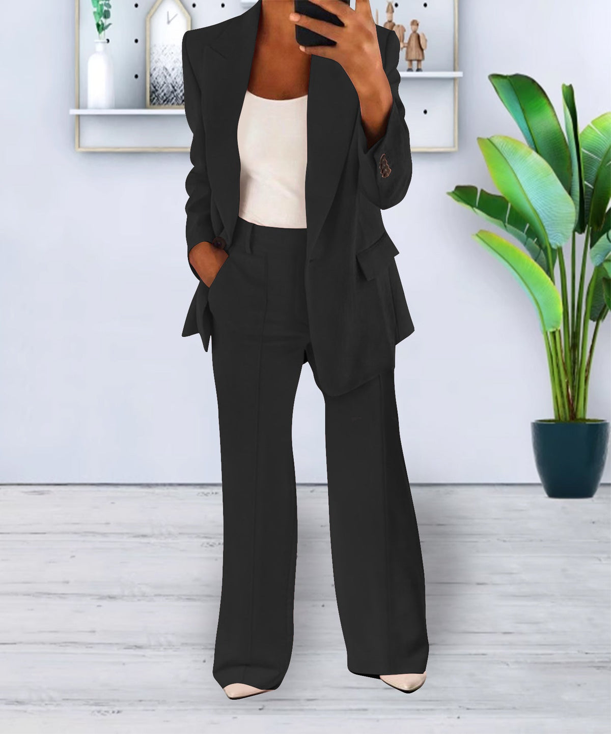 Women's Blazer and Trousers Two-Piece Suit - Business Casual Office Set
