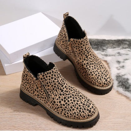 Women's Chunky Suede Ankle Boots - Side Zip Autumn Winter Boots