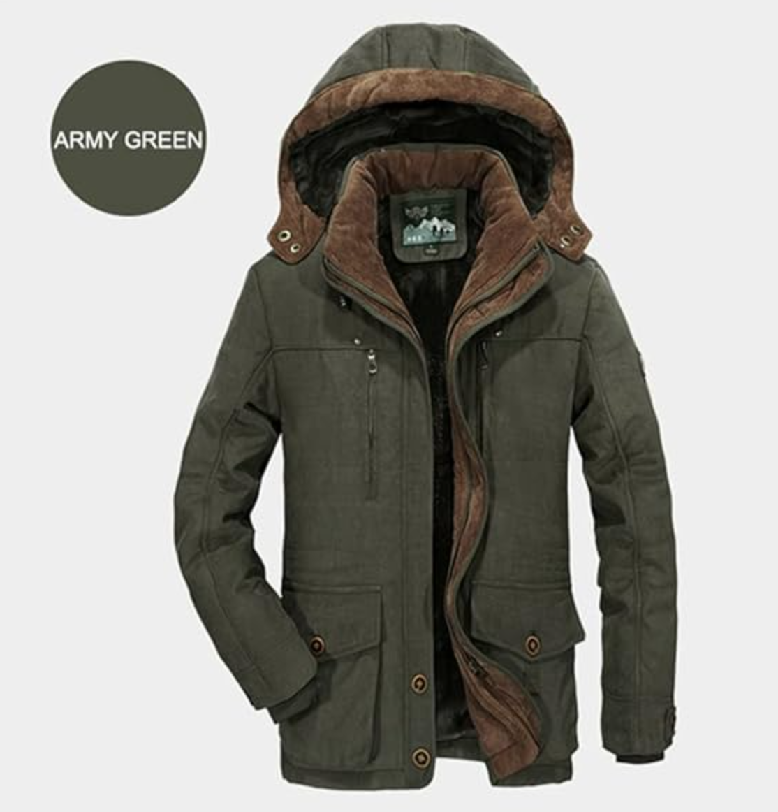 Men's Winter Parka Jacket Military Style Fleece Lined Hooded Coat Size M
