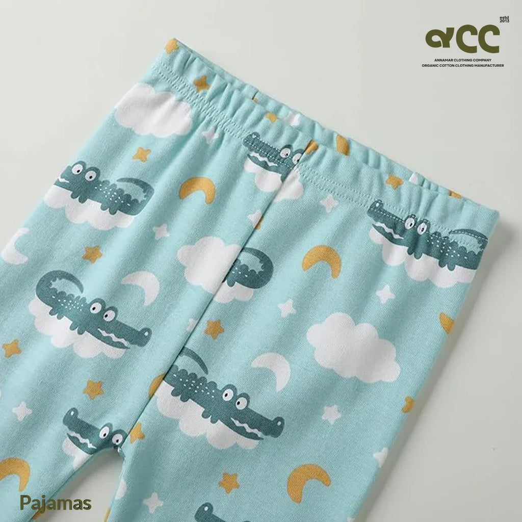 Baby Sleepwear Pajamas 100% Cotton Breathable Anti-Bacterial Unisex Printed Full Sleeve Casual for Newborns & Infants