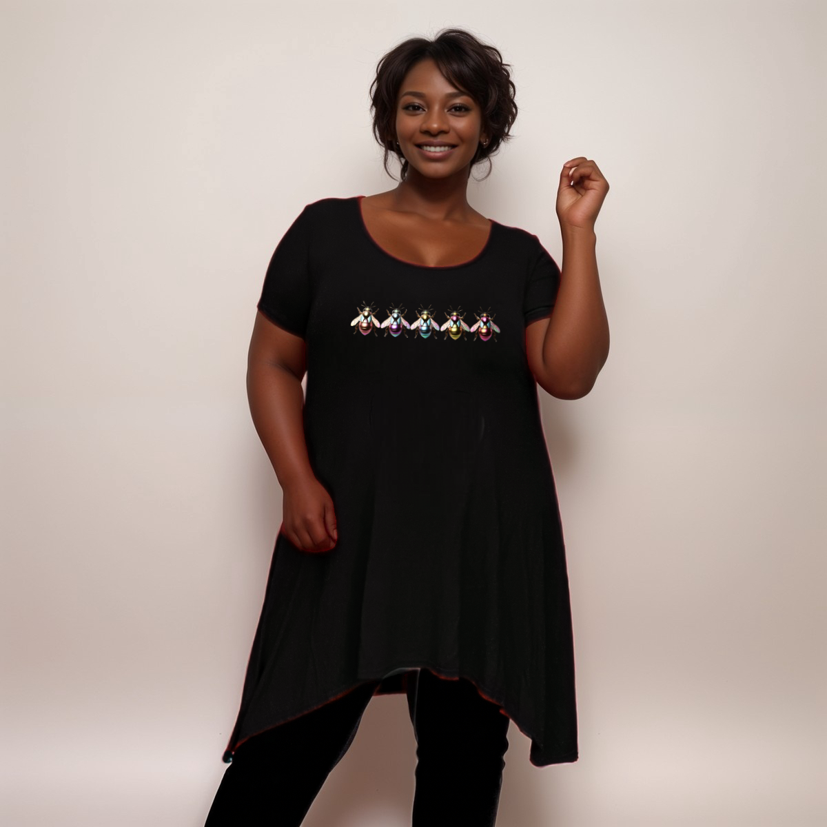 Multi Coloured Bee-Logo Hanky-Hem Swing Top