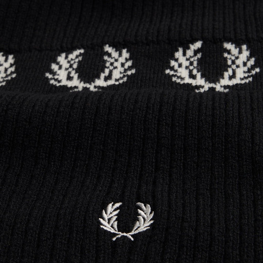 Laurel Wreath Embroidered Beanie Black