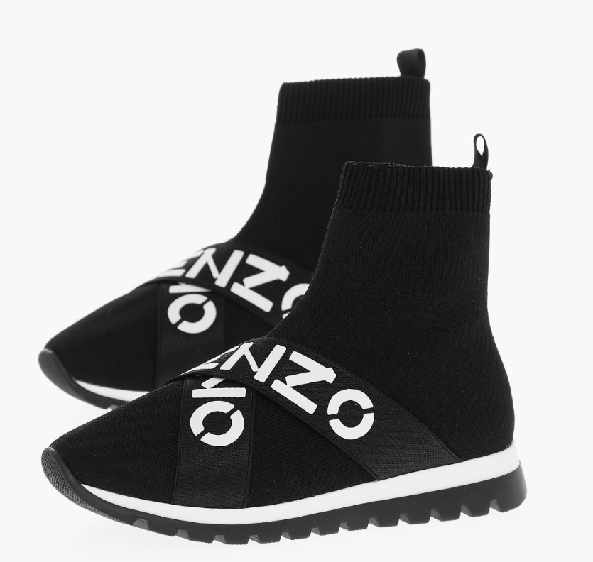 Kenzo Sock Trainers UK 2.5 EU 35 Slip On Logo Sneakers