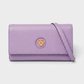Medusa Leather Long Wallet On Strap Bag Gold Lilac Purple