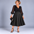 Sparkly Elastic Waist A-Line Swing Skirt
