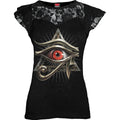 EVIL EYE - Lace Layered Cap Sleeve Top Black