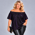 Bardot Off Shoulder Trumpet Sleeve Sparkly Top