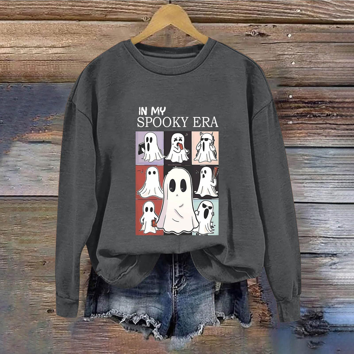 Women Sweatshirtss Halloween Cute Ghost Pattern Long Sleeve Sweater Horror Fall Pullover Tops