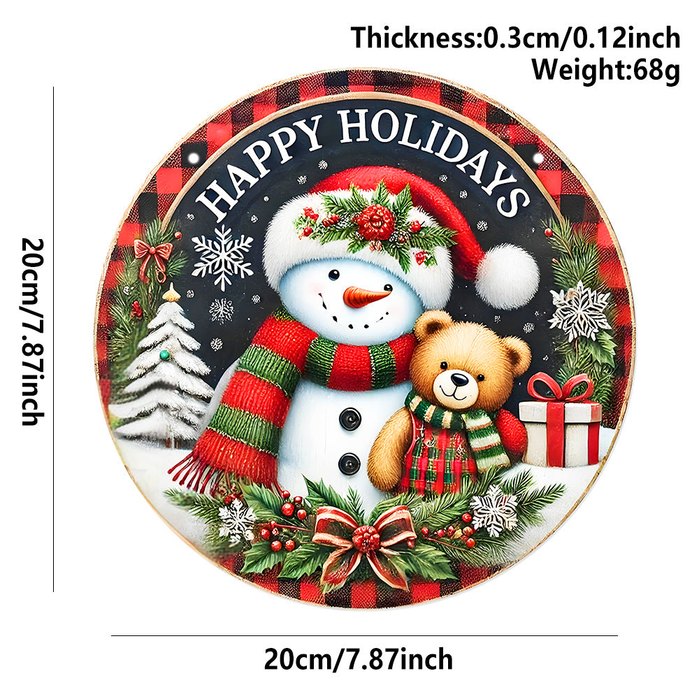 in stock Christmas Creative Hanging Wooden Crafts Round Door Sign Wooden Tag Series Decorative Pendant
