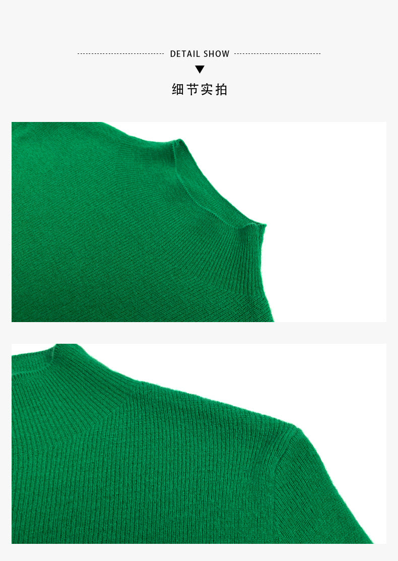 Machine Washable 100% Superfine Wool Sweater for Women Autumn and Winter New Loose Half Turtleneck Knitted Bottoming Sweater for Women