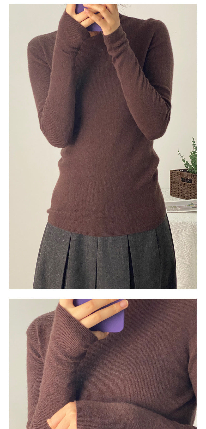 Machine Washable 100% Superfine Wool Sweater for Women Autumn and Winter New Loose Half Turtleneck Knitted Bottoming Sweater for Women