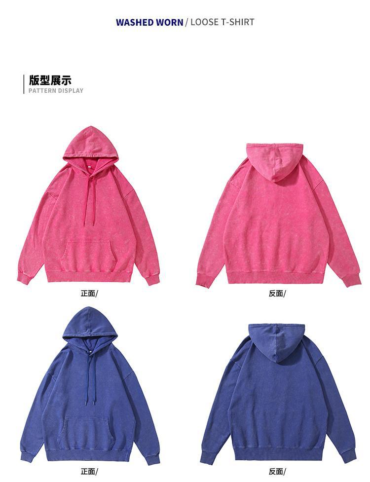 Trendy Brand Heavyweight Pure Cotton Terry 400g Washed Distressed Crew Neck Sweatshirt Hoodie Retro Sweatshirt with Printed Logo