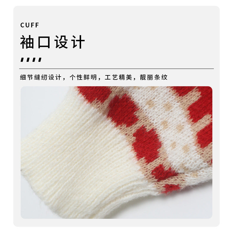 Autumn and Winter Christmas Sweater New Jacquard Knitted Sweater Cartoon Christmas Pattern Lazy Style Round Neck Pullover Long Shirt