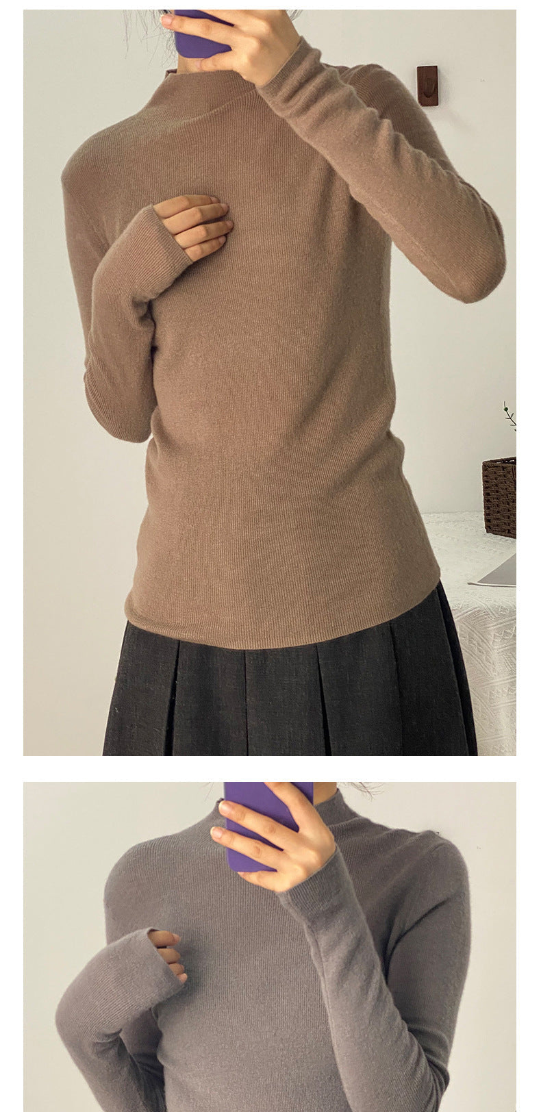 Machine Washable 100% Superfine Wool Sweater for Women Autumn and Winter New Loose Half Turtleneck Knitted Bottoming Sweater for Women