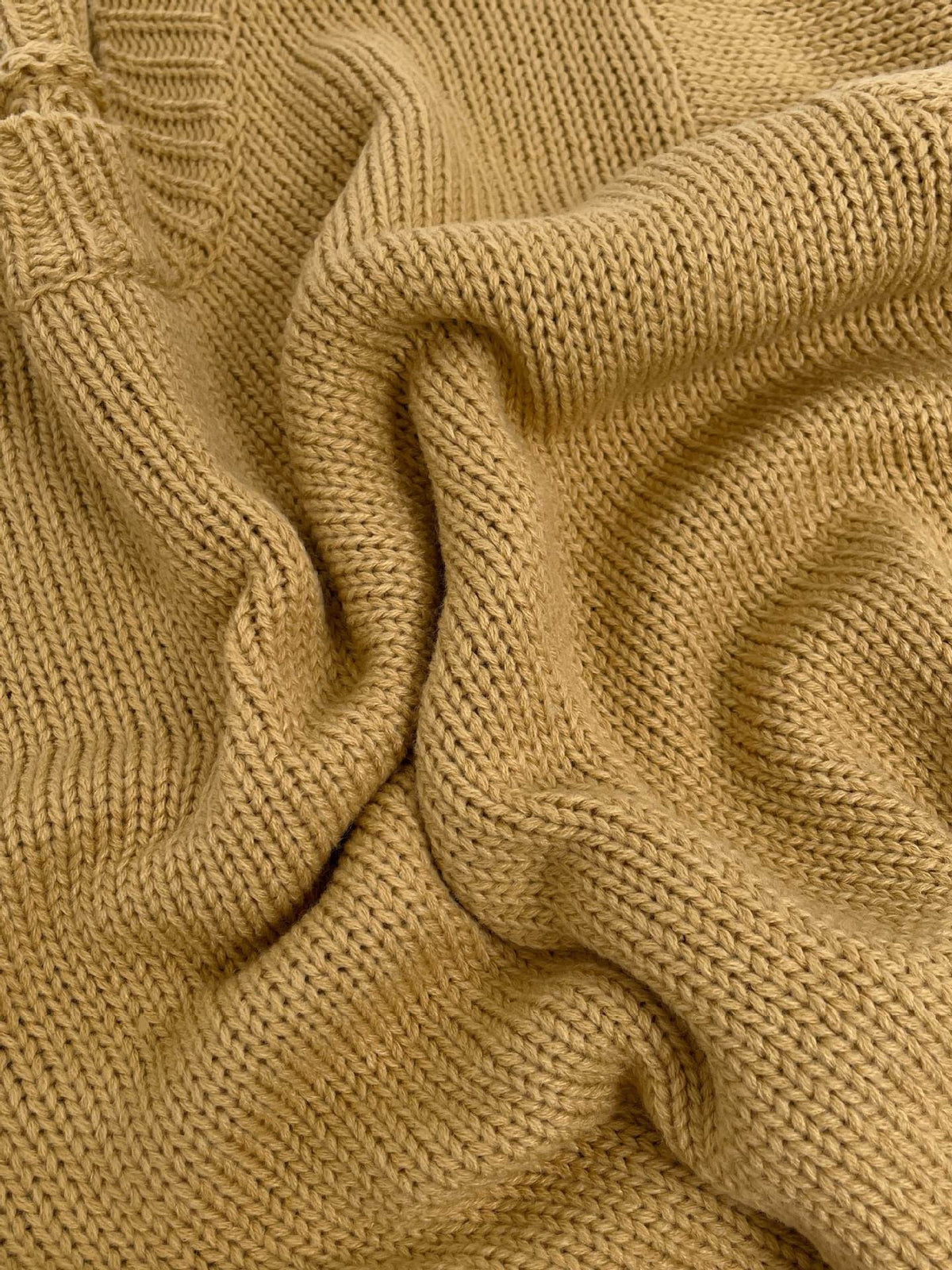 European and American Export Yellow Retro Style Thick Knitted Round Neck Sweater Women's Loose Lantern Sleeve Lazy Autumn and Winter Pullover Top