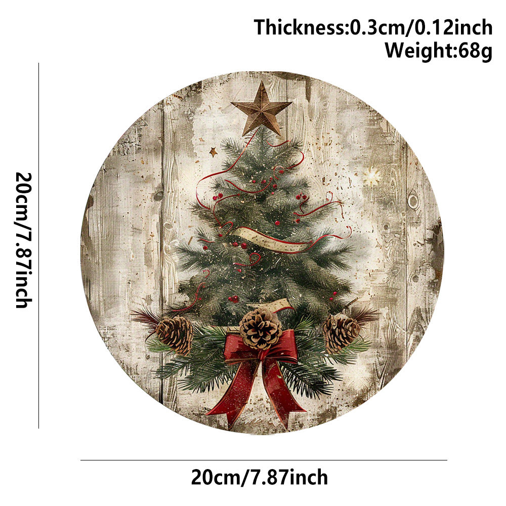 in stock Christmas Creative Hanging Wooden Crafts Round Door Sign Wooden Tag Series Decorative Pendant