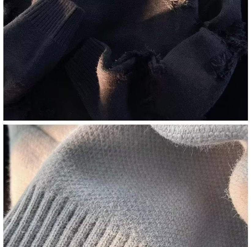 Autumn and Winter ripped sweater men's round neck pullover fashion brand High Street American Retro Japanese youth sweater