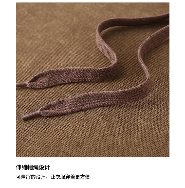 Trendy Brand Heavyweight Pure Cotton Terry 400g Washed Distressed Crew Neck Sweatshirt Hoodie Retro Sweatshirt with Printed Logo