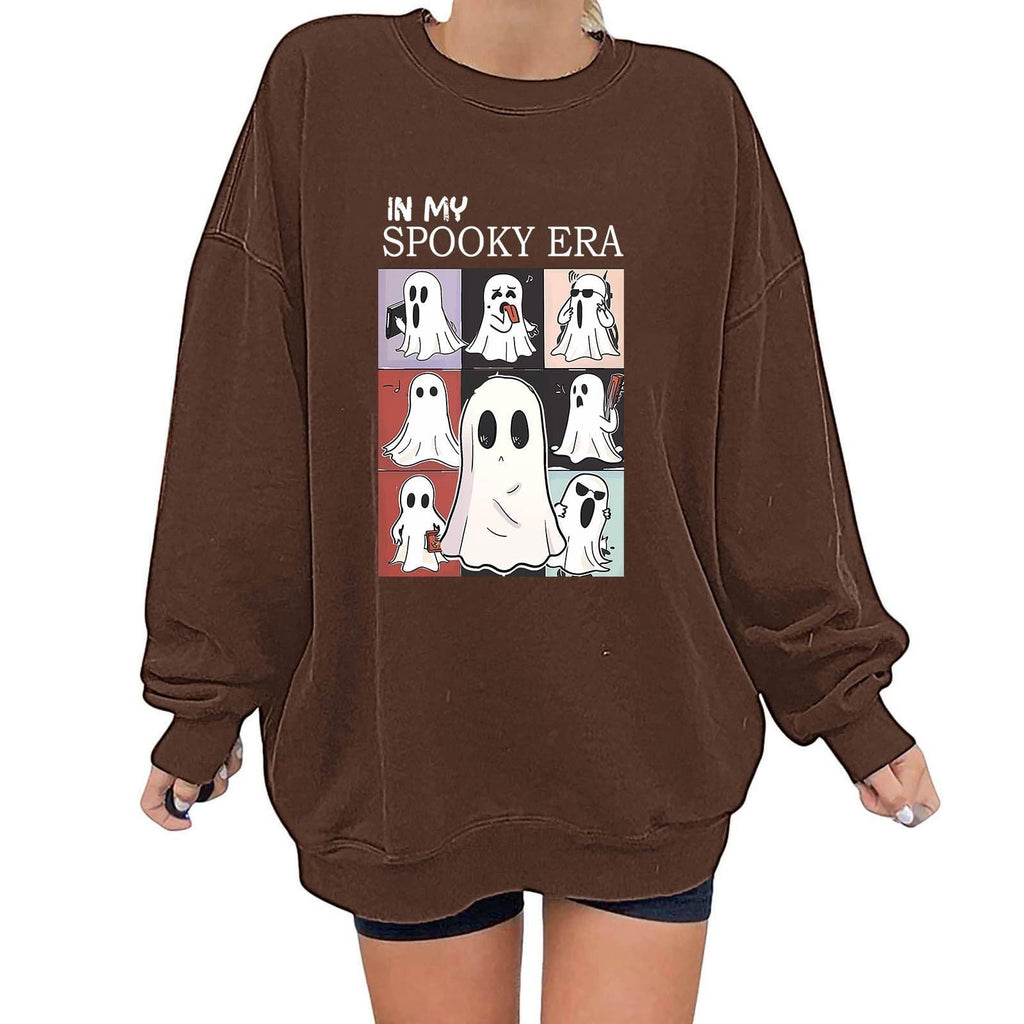 Women Sweatshirtss Halloween Cute Ghost Pattern Long Sleeve Sweater Horror Fall Pullover Tops