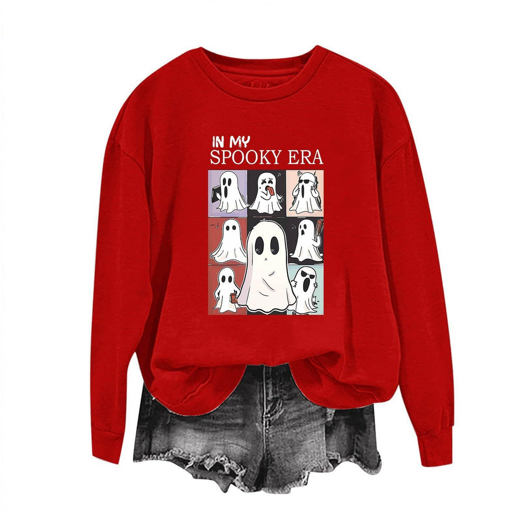 Women Sweatshirtss Halloween Cute Ghost Pattern Long Sleeve Sweater Horror Fall Pullover Tops