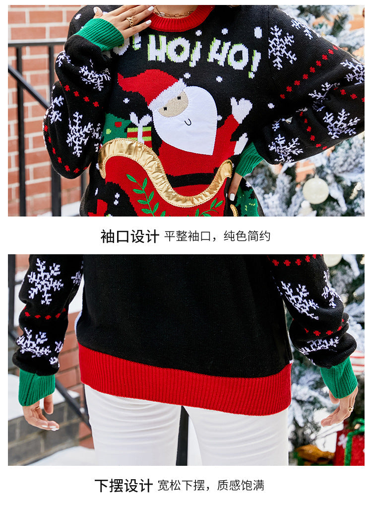 Cross-Border Popular Santa Claus European and American Sweater for Women 2025 Autumn and Winter New Sweet Embroidered Pullover Christmas Sweater
