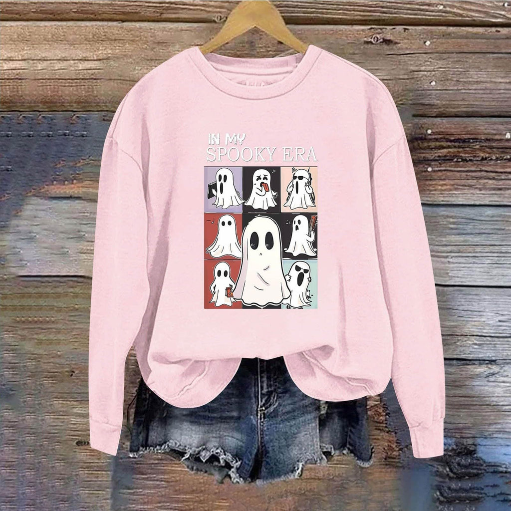 Women Sweatshirtss Halloween Cute Ghost Pattern Long Sleeve Sweater Horror Fall Pullover Tops