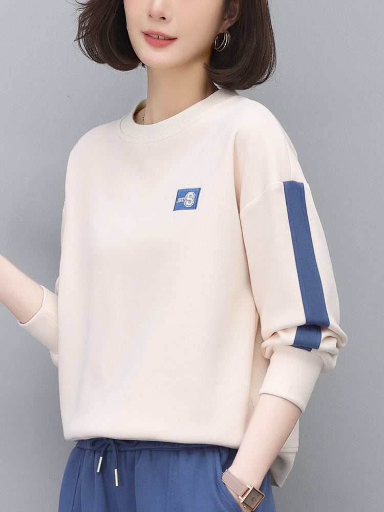 Round Neck Sweatshirt for Women 2024 Spring Small Hooded Sports Middle-Aged Mother Spring & Fall Tops Casual and Versatile