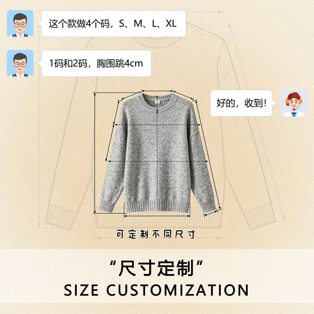 European and American Export Yellow Retro Style Thick Knitted Round Neck Sweater Women's Loose Lantern Sleeve Lazy Autumn and Winter Pullover Top