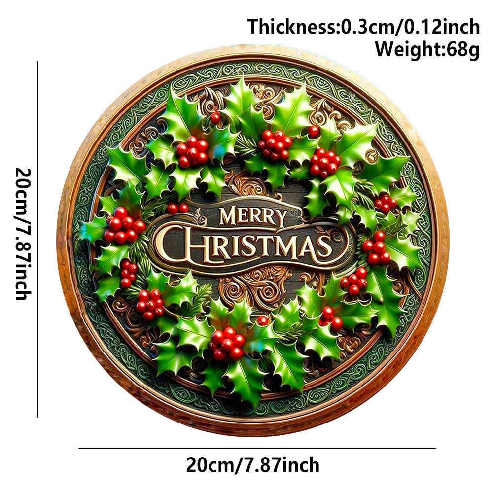 in stock Christmas Creative Hanging Wooden Crafts Round Door Sign Wooden Tag Series Decorative Pendant
