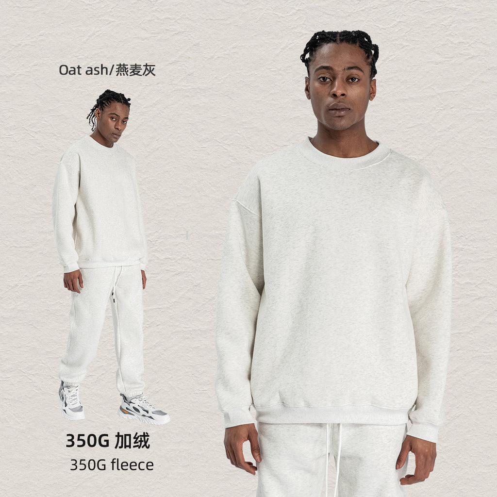 Cai Xiang Island Men's Clothing | Autumn and Winter 350g Dopamine Fleece Oversized Loose Trendy Brand Men's Sweatshirt and Pants Set