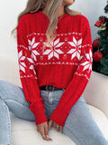 2025 Autumn and Winter European and American Snowflake Pattern Lantern Long Sleeve Pullover Sweater Amazon Cross-Border Women's Clothing Christmas