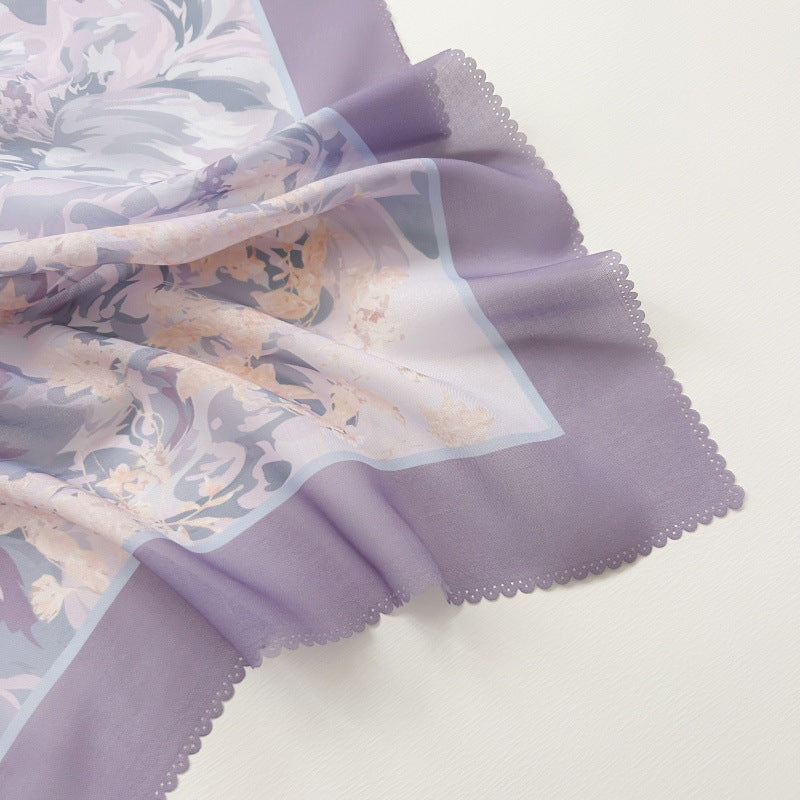 Cross-Border New Product Voile Print 110 Square Scarf Classic Lace Scarf Turban Malaysian Shawl