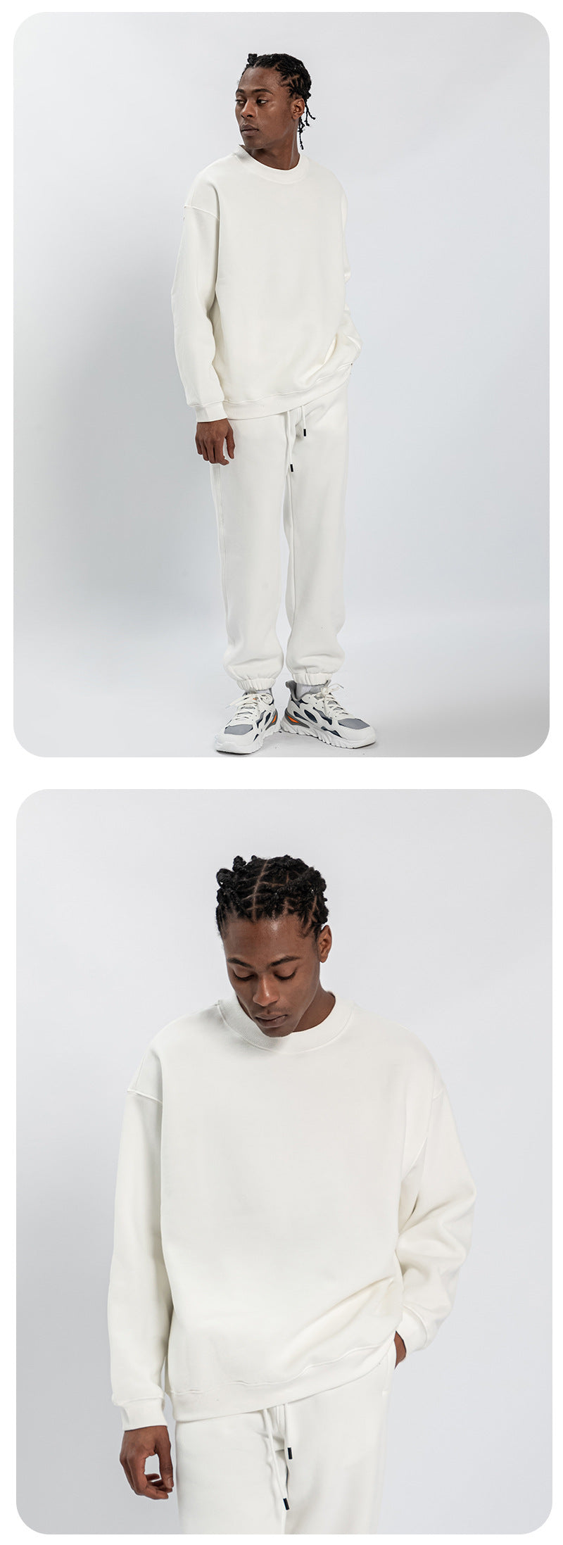 Cai Xiang Island Men's Clothing | Autumn and Winter 350g Dopamine Fleece Oversized Loose Trendy Brand Men's Sweatshirt and Pants Set