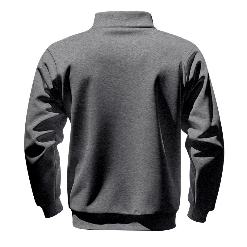 Cross-Border American Style Autumn and Winter Heavyweight Fleece Long-Sleeve Men's Sweatshirt with Half-Zip, Loose Fit, Stand Collar, Pullover Men's Sweatshirt