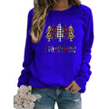 Leopard Red Plaid Christmas Tree Merry Christmas Print Round Neck European and American Women's Autumn and Winter Sweat