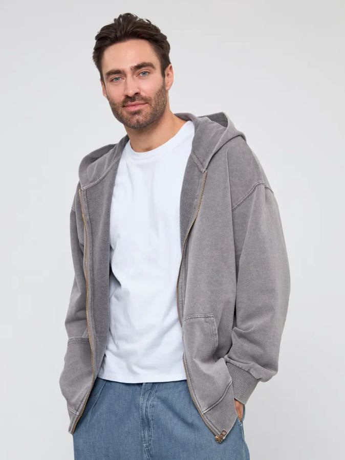 2025 New Autumn and Winter 400g Washed Retro Zipper Hooded Sweatshirt for Men and Women, Loose Casual Retro Top