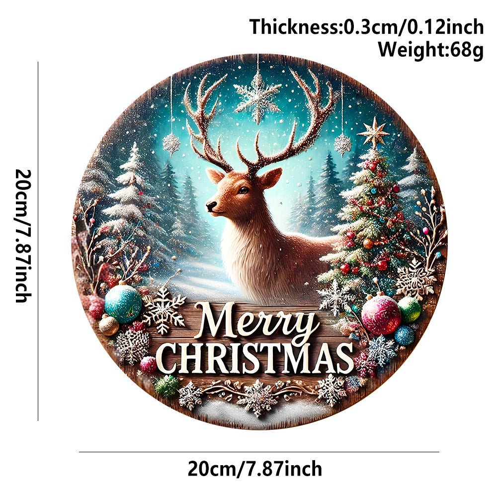 in stock Christmas Creative Hanging Wooden Crafts Round Door Sign Wooden Tag Series Decorative Pendant