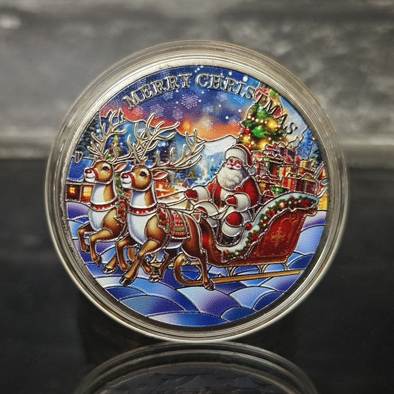 Christmas Eve Commemorative Coins Santa Claus Commemorative Coins Color Printing Commemorative Medals Europe and the United States Western Holiday Christmas Gifts