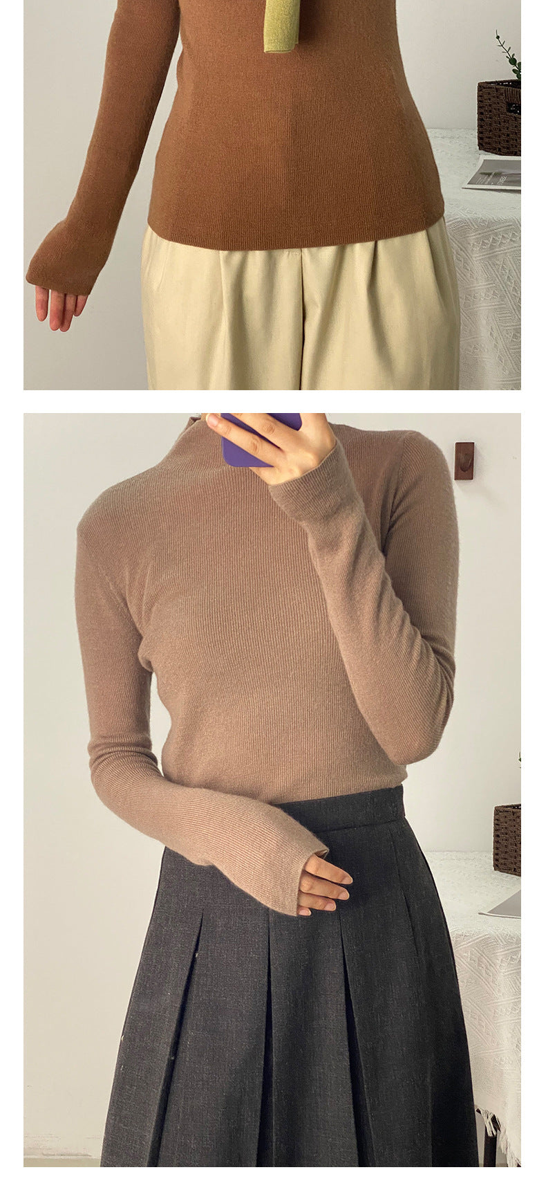 Machine Washable 100% Superfine Wool Sweater for Women Autumn and Winter New Loose Half Turtleneck Knitted Bottoming Sweater for Women