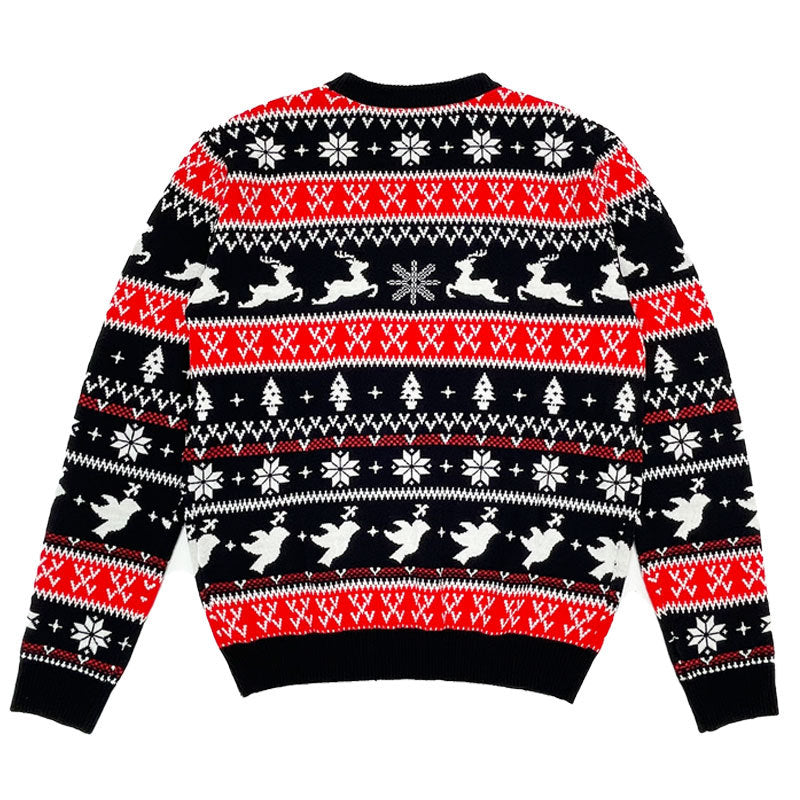 2025 Autumn and Winter European and American Christmas Pullover Jacquard Sweater Christmas Elk Snowflake Element Round Neck Knitted Couple Outfit