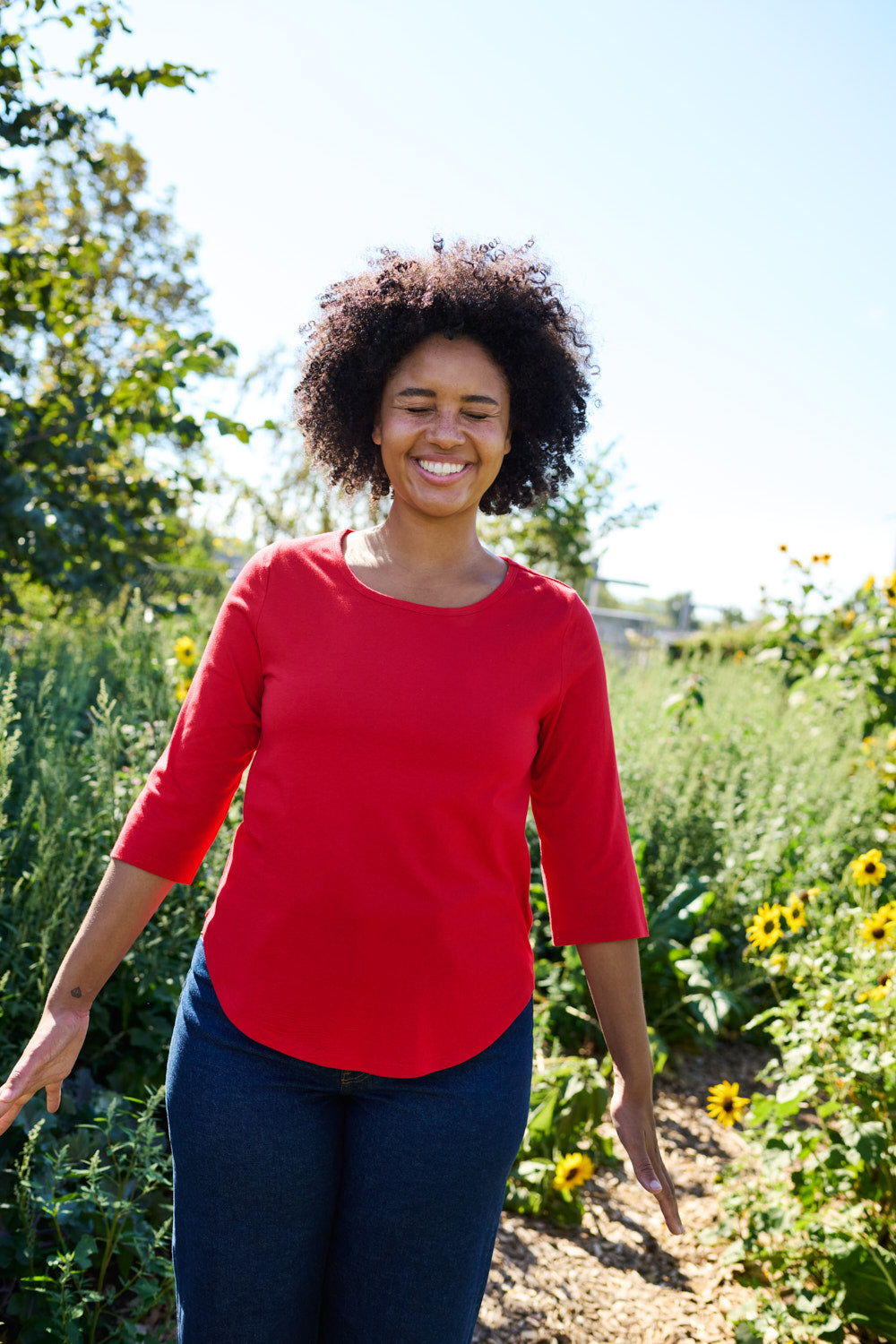 Fairtrade Organic Loose 3/4 Sleeve T-shirt