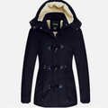 Womens Parka Coat Winter Sherpa Lined Hooded Twill Cotton Navy Size XL Wantdo