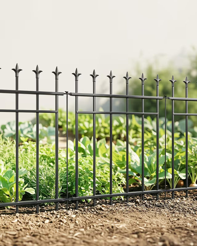 Metal Garden Fence 5 Pack 71x56cm Rustproof Landscape Barrier Black ARIFARO