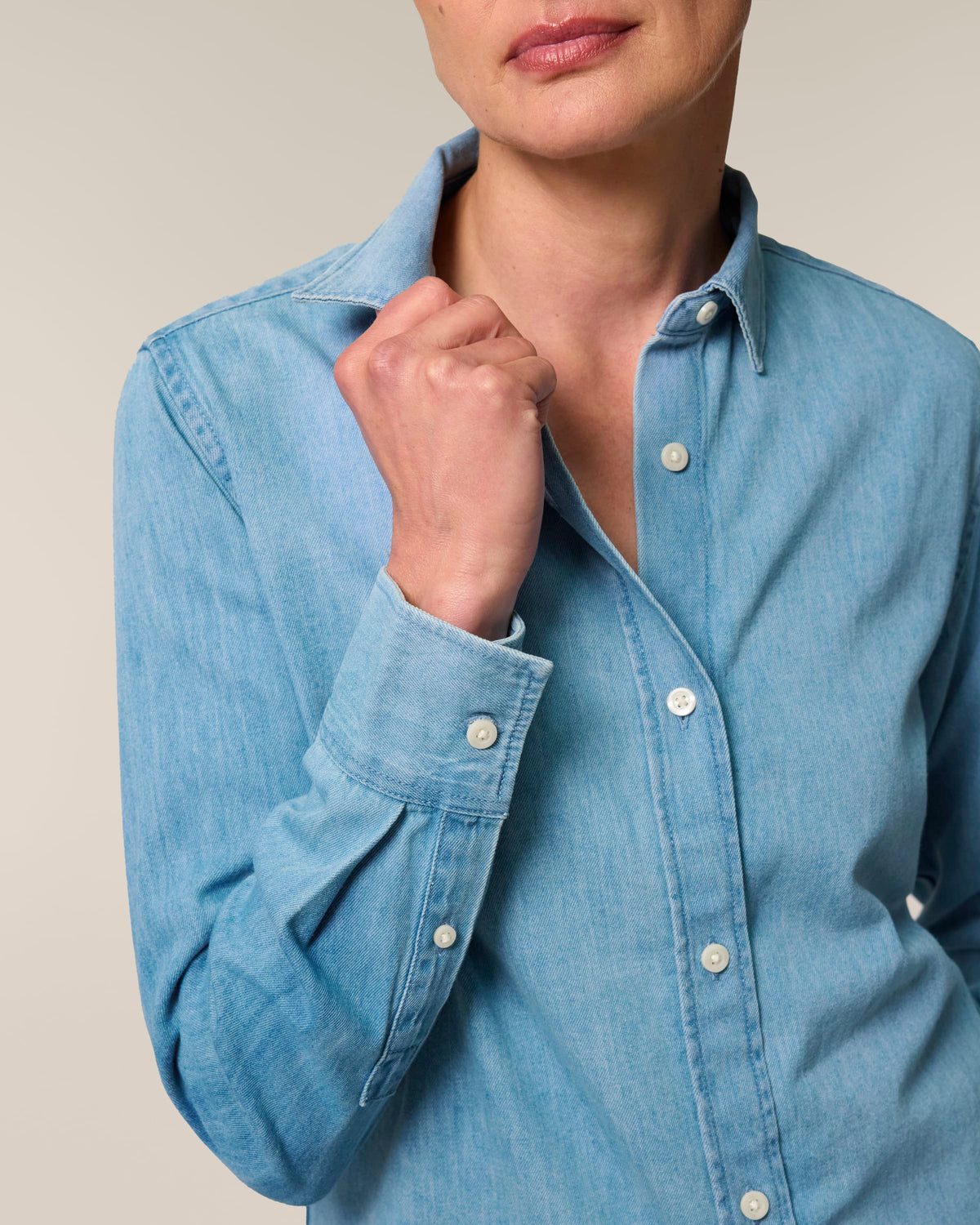 Organic Cotton Long Sleeve Denim Shirt: Womens